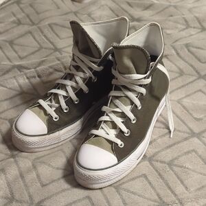 Converse Chuck Taylor All Star high-top platform sneakers in a dark army green